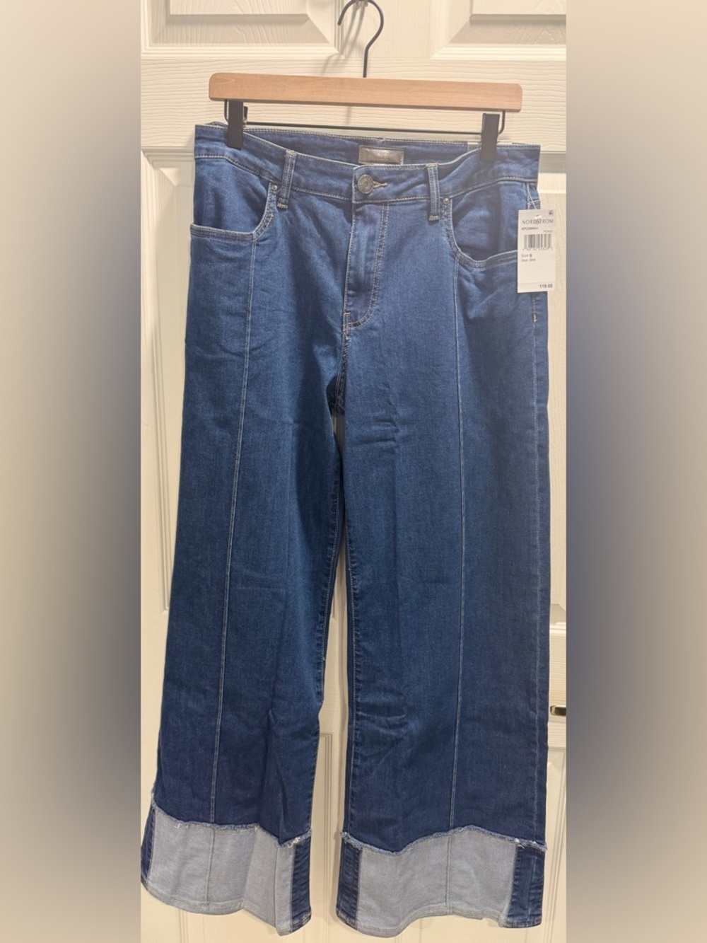 KUT from the Kloth Margo Cuffed Pintuck Wide Leg Jeans-Size 8-NWT - Picture 6 of 14